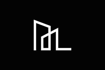 Minimal Awesome Trendy Professional Building Icon Logo Design Template On Black Background