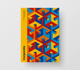Clean poster A4 design vector illustration. Trendy geometric tiles magazine cover layout.