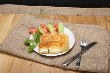 pastry with feta cheese, cheese pie