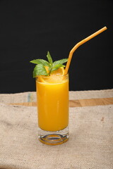 fresh orange juice served with mint