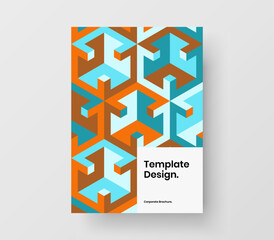 Fresh mosaic shapes placard template. Trendy corporate brochure A4 design vector layout.