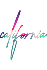 An isolated illustration of calligraphic lettering California. California handwritten calligraphy name of USA state. Hand drawn brush calligraphy.