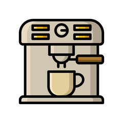 Coffee Machine Icon in Line Style. Coffee Maker Icon in Colored Outline Style. Coffee Machine Icon isolated