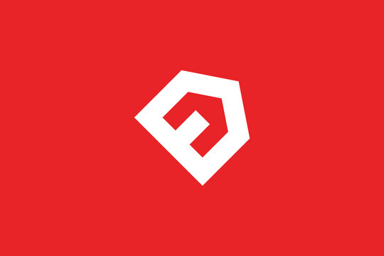 Minimal Awesome Trendy Professional Letter E Home Icon Logo Design Template On Red Background
