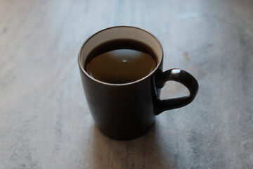 cup of coffee on wooden table