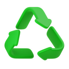 green recycle symbol isolated. recycling concept 3d illustration PNG file