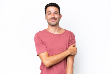 Young handsome man over isolated white background laughing