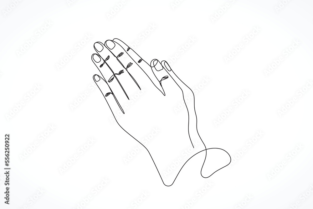 Wall mural Continuous line drawing prayer hand