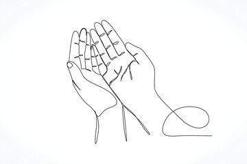 Line Drawing Prayer Hand Illustration