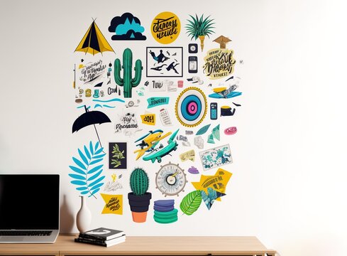 wall stickers print, white background, vector