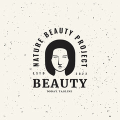  woman beauty logo salon hair style vintage style head make up