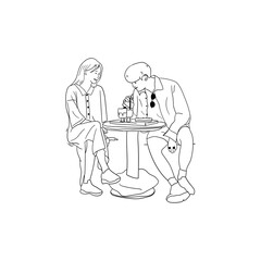 minimalistic illustration of a couple in love, line art couple