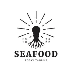 seafood light logo design vintage restaurant ocean template losbster cooking