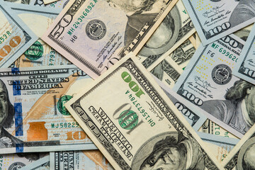 Fototapeta na wymiar Background Of money pile dollar bills