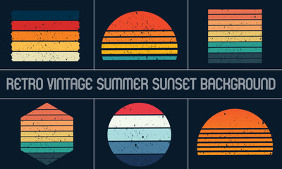 Retro vintage summer sunset set 2