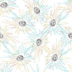 Doodles seamless pattern. Doodle lines ornamental trendy background. Rough line design.