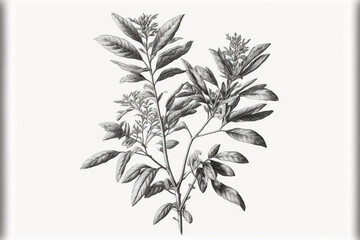Obraz premium Drawing of a plant in black and white. Generative AI.