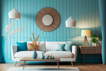 Modern living room minimal house design mockup