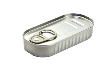 Tin Can of Sardines or Anchovies close up isolated on a transparent backround