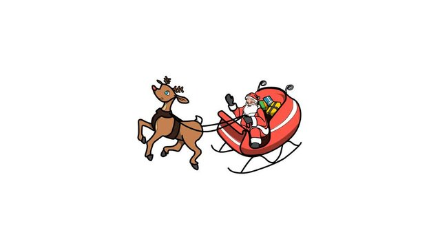 Santa claus and reindeers sketch and 2d animation, Merry Christmas 