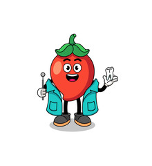 Illustration of chili pepper mascot as a dentist