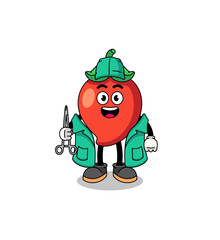 Illustration of chili pepper mascot as a surgeon