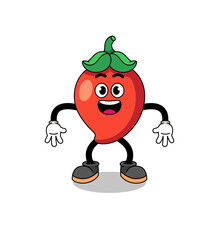 chili pepper cartoon with surprised gesture