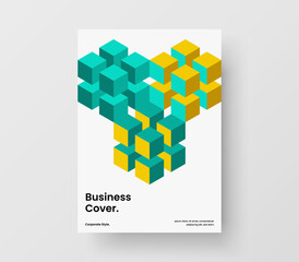 Premium mosaic shapes postcard layout. Vivid corporate cover vector design concept.