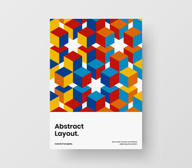 Minimalistic geometric hexagons cover template. Creative handbill vector design layout.