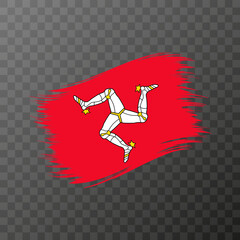 Isle of Mann national flag. Grunge brush stroke. Vector illustration on transparent background.