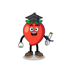 chili pepper mascot with graduation pose