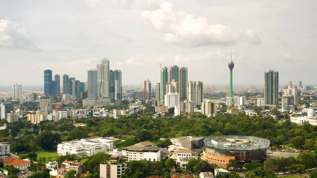 Aerial view of Colombo and its skyscrapers
