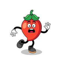 slipping chili pepper mascot illustration