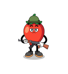 Fototapeta premium Cartoon of chili pepper soldier