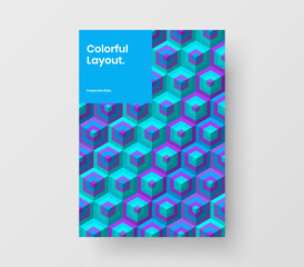 Fresh mosaic shapes presentation layout. Bright leaflet design vector concept.