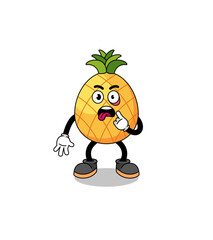 Character Illustration of pineapple with tongue sticking out