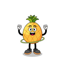 Character Illustration of pineapple playing hula hoop