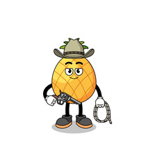 Character mascot of pineapple as a cowboy