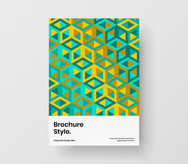 Amazing company identity A4 vector design template. Vivid mosaic pattern journal cover layout.