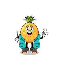 Illustration of pineapple mascot as a dentist