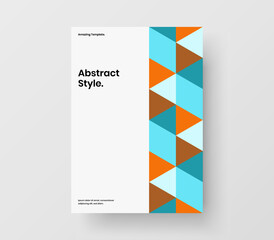 Original mosaic shapes booklet template. Vivid annual report A4 vector design illustration.