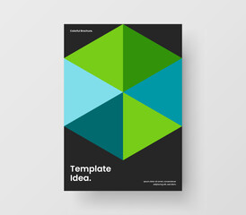 Colorful geometric pattern placard template. Unique corporate brochure design vector layout.