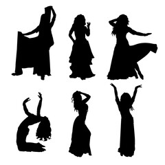 Set of belly dance silhouettes vector design