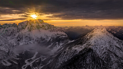 Sunrise in the mountains, Monte Lussari