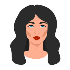 Hand drawn vector abstract stock flat graphic illustration with retro vintage modern women portrait 