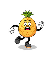 slipping pineapple mascot illustration