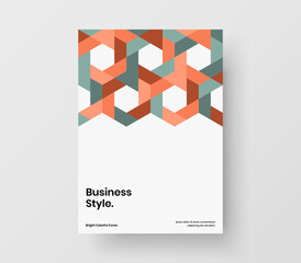 Abstract corporate brochure design vector template. Vivid mosaic shapes front page concept.