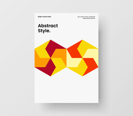 Fototapeta premium Multicolored geometric shapes front page layout. Minimalistic journal cover A4 vector design concept.