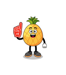 Cartoon mascot of pineapple number 1 fans
