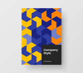 Modern mosaic shapes placard layout. Creative catalog cover vector design illustration.